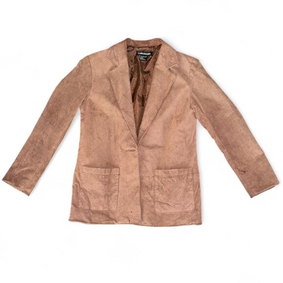 Savannah Jackets & Blazers - Vintage Savannah Leather Suede Tan Light Brown Blazer Style Jacket Women's Sz 2P